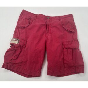 Denim & Supply Ralph Lauren Cargo Shorts Mens 38" Red USA British Flag Army Y2K